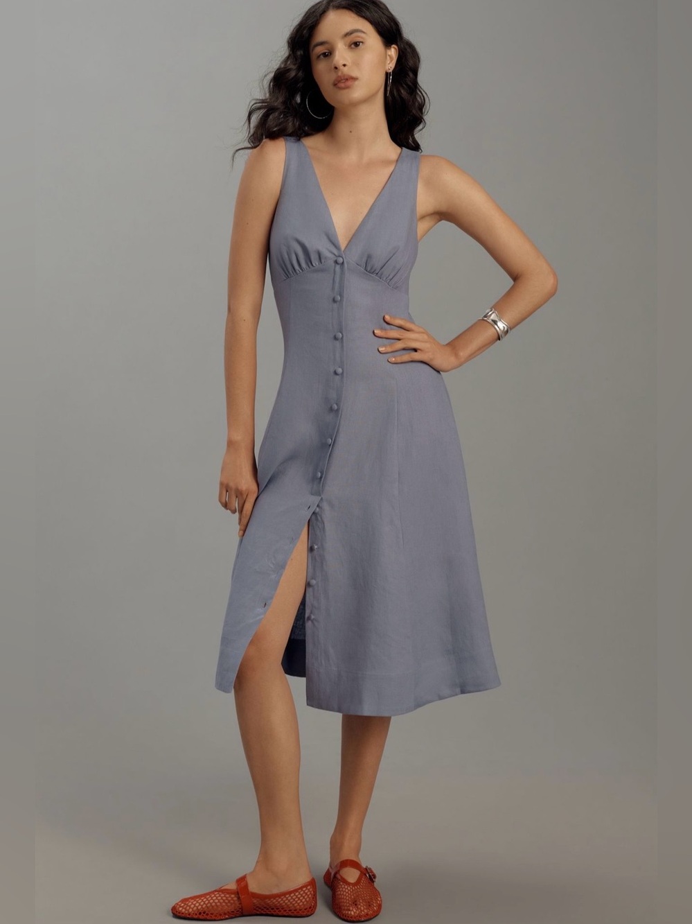 Reformation Sebastien Linen Midi Dress - Sz 4